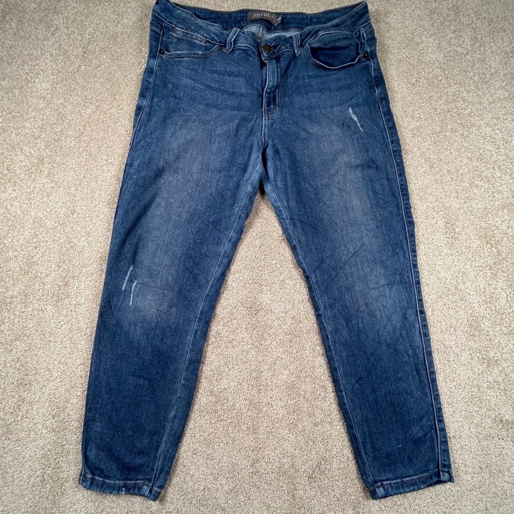 JUSTUSA Womens 32P Medium Wash Ankle Jeans JP862P-A Stretch Petite Denim